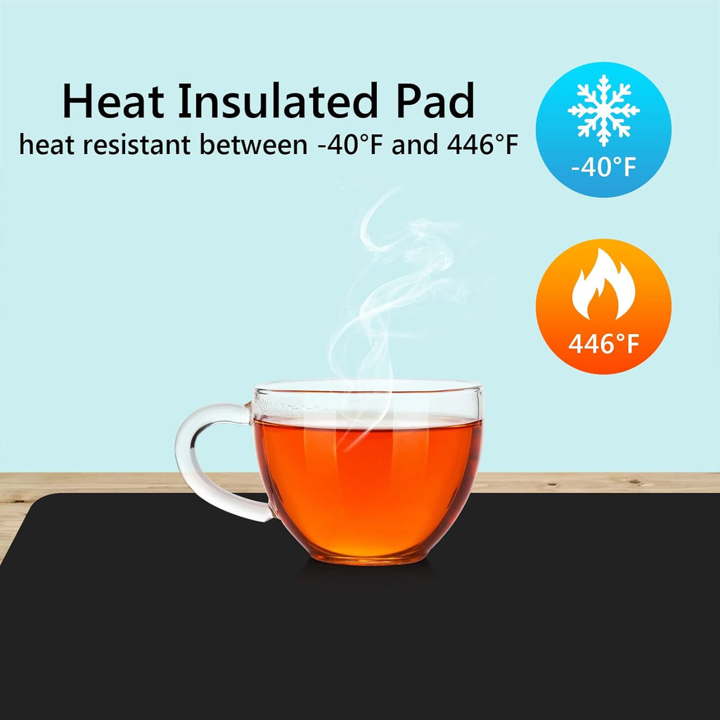 2 Pieces Silicone Mats for Countertop - 0.06" Thicker, 32" by 24" Extra Large Multipurpose Mat, Counter Table Protector, Work Desk Pad, Heat-Resistant Placemat, Pastry Mat, Nonstick, Black