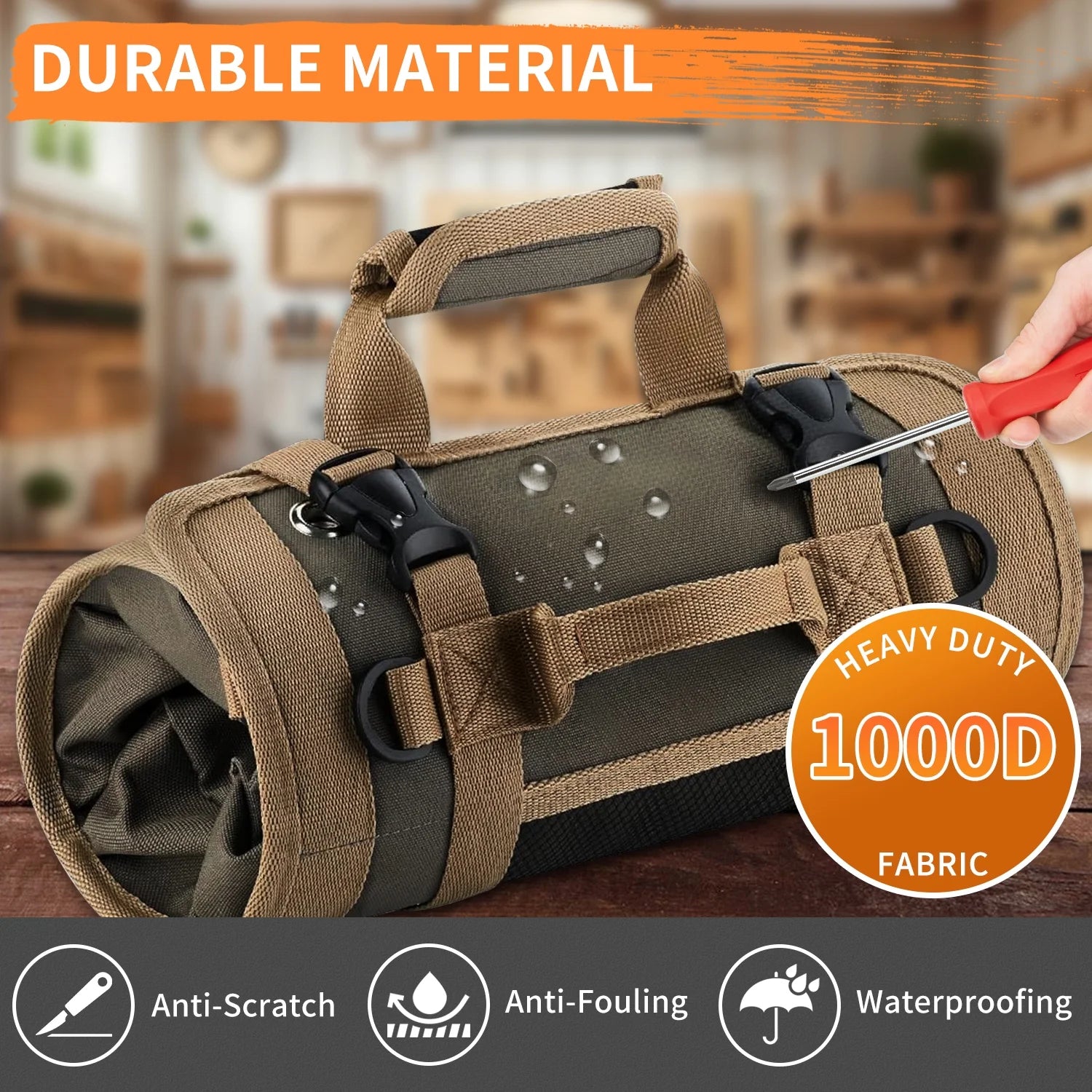 Tool Bag Roll Up, Heavy Duty Roll up Tool Bag, Tool Roll Bag Organizers, 900D Waterproof Oxford Cloth, Gifts for Electrician,Carpenter, Plumber, Mechanic, Hobbyist