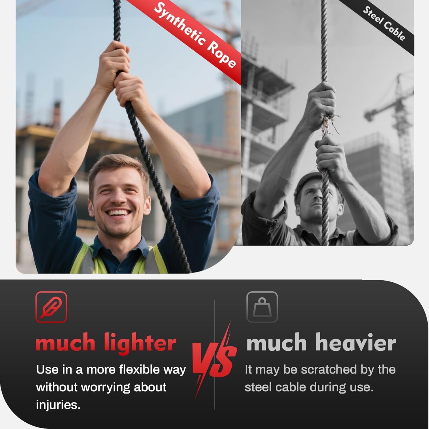 Portable Drill Winch of 1000 Lbs, Red Handheld Drill Winch with 40 Foot Synthetic Rope, Rotate the Hook 360 Degrees, for Lifting & Dragging(Red)