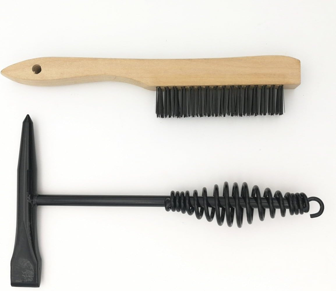Welding Chipping Hammer with Coil Spring Handle,10.5",Cone and Vertical Chisel,10" Wire Brush