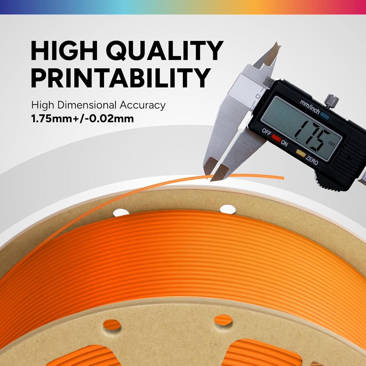 PLA Filament 1.75Mm, Neatly Wound 3D Printer Filament 1Kg Spool (2.2Lbs), Dimensional Accuracy +/- 0.02 Mm, Fit Most FDM 3D Printers (Orange)