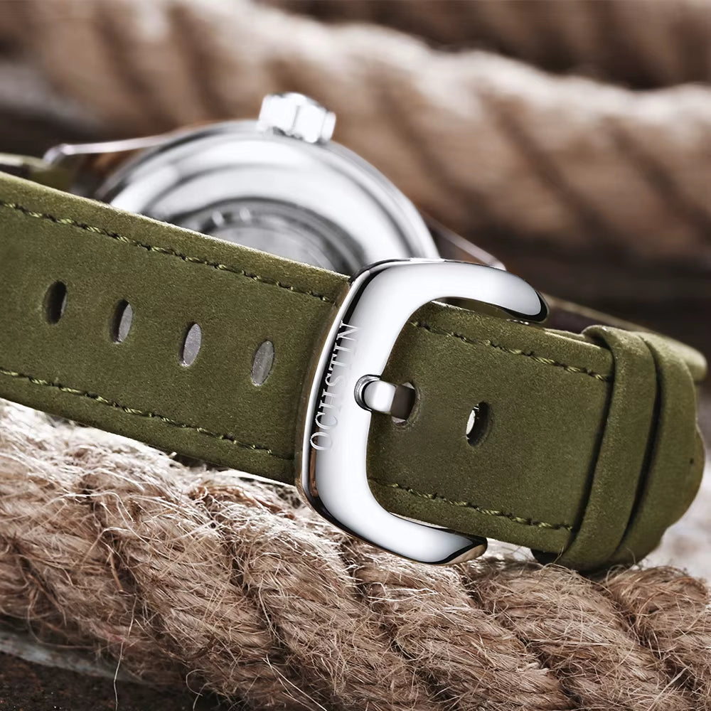 Man Mechanical Pilot Wrist Watches Luxury Self Wind Leather Mechanic Male Clock Auto Date Relogio Masculino Gift for Men