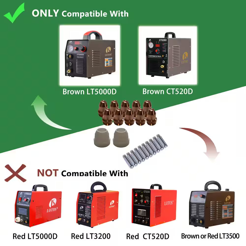 Plasma Cutter Consumables Sets for Brown Color LT5000D and Brown Color CT520D (22-Pieces)