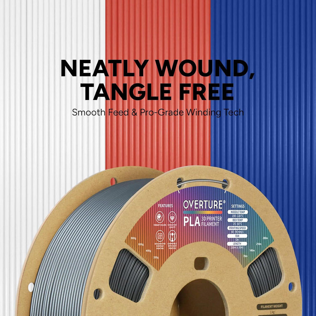 PLA Filament 1.75Mm PLA 3D Printer Filament, 1Kg Cardboard Spool (2.2Lbs), Dimensional Accuracy +/- 0.02Mm, Fit Most FDM Printer (Space Gray)