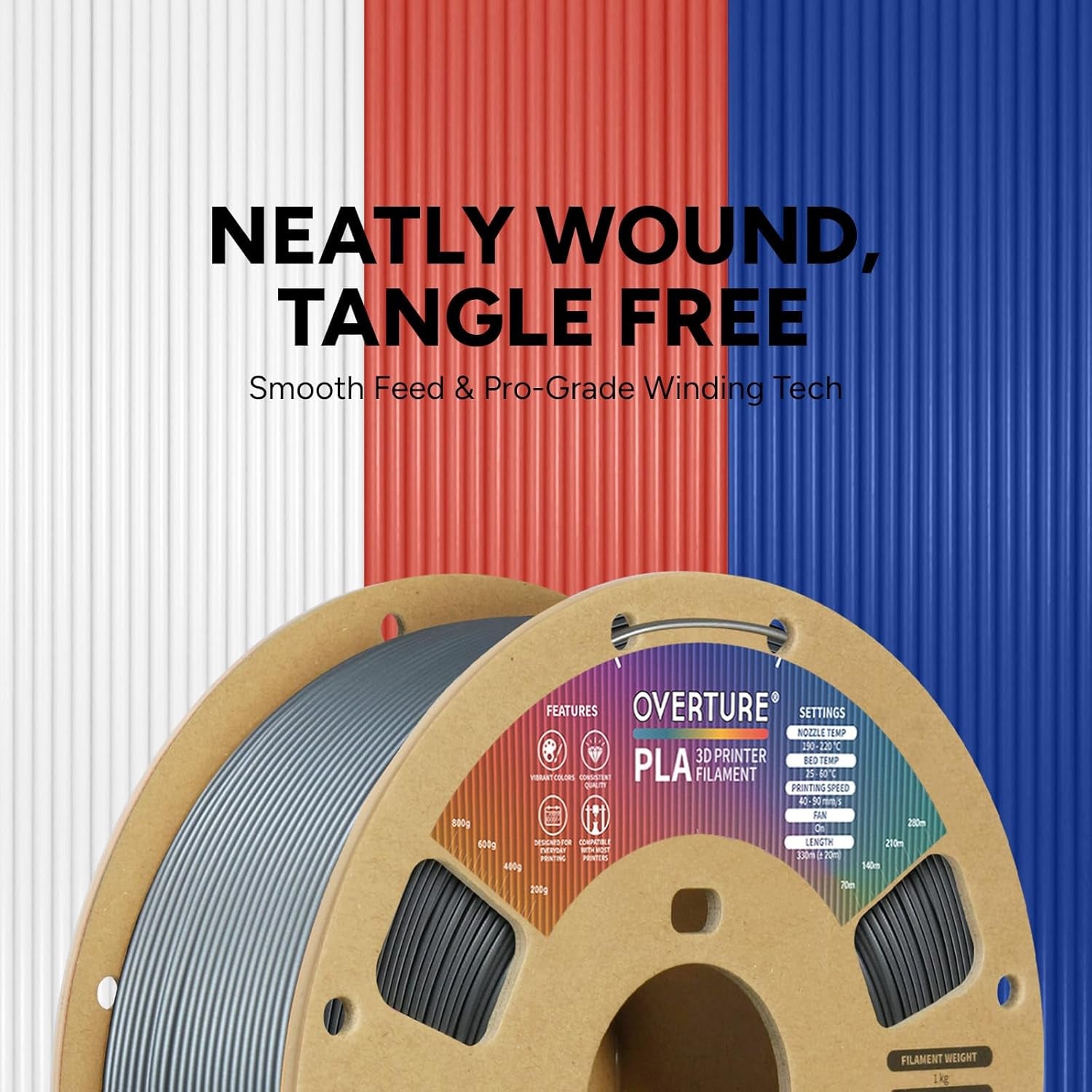 PLA Filament 1.75Mm PLA 3D Printer Filament, 1Kg Cardboard Spool (2.2Lbs), Dimensional Accuracy +/- 0.02Mm, Fit Most FDM Printer (Space Gray)