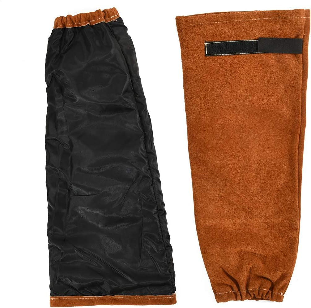 Leather Welding Work Sleeves for Men&Women - Heat&Flame Resistant Arm Protection with Kevlar Stitching and Cotton Lining