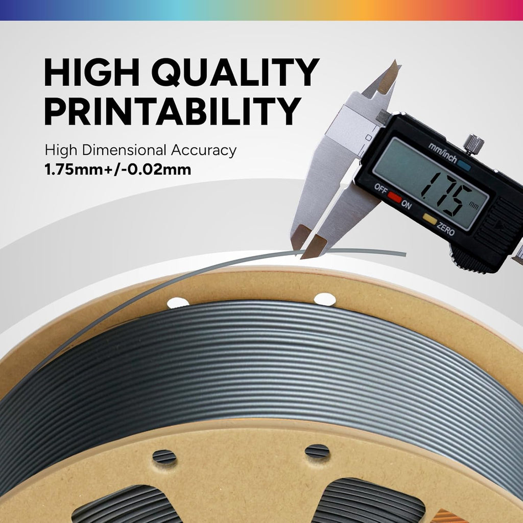 PLA Filament 1.75Mm PLA 3D Printer Filament, 1Kg Cardboard Spool (2.2Lbs), Dimensional Accuracy +/- 0.02Mm, Fit Most FDM Printer (Space Gray)