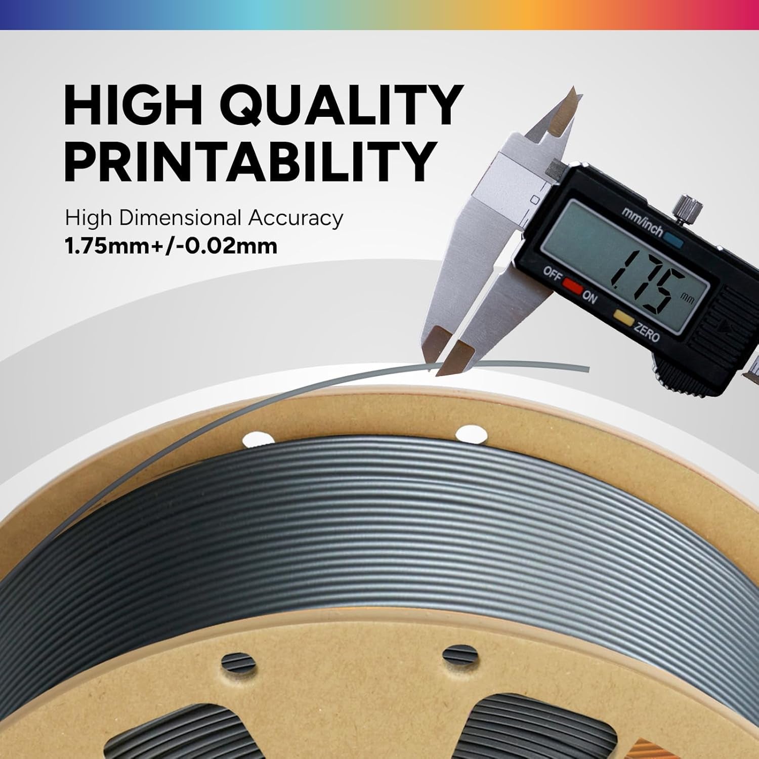 PLA Filament 1.75Mm PLA 3D Printer Filament, 1Kg Cardboard Spool (2.2Lbs), Dimensional Accuracy +/- 0.02Mm, Fit Most FDM Printer (Space Gray)