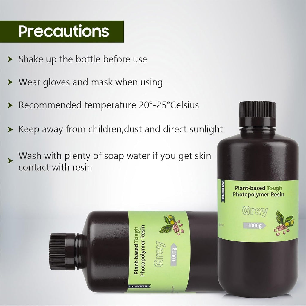 Abs-Like Plant-Based 3D Printer Resin with Low Odor and High Precision, 405Nm UV Curing Resin for Mars Saturn Jupiter MSLA DLP LCD 3D Printing - Grey 2000G