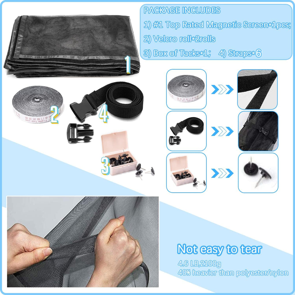 Magnetic Garage Screen Door 16X7Ft for 2 Car Garage Doors - Fiberglass Garage Screen Cover Kit Garage Door Curtain,Stronger High Energy Magnets,Hands Free Magnetic Screen Door (A-16 * 7FT)