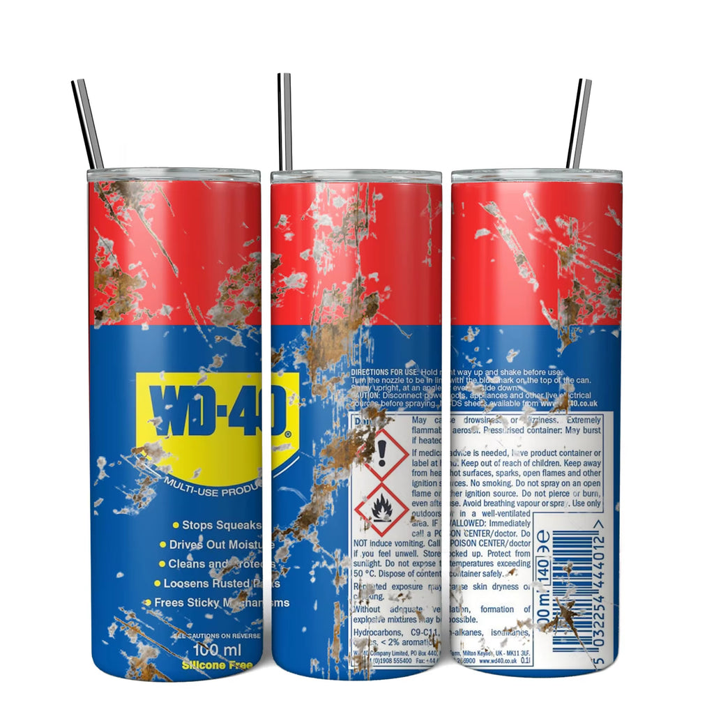 20Oz WD40 Mechanic Oil Stainless Steel Vacuum Double Wall Insulated Tumbler with Lid Cold Hot Drink Coffee Mug Engineer Gifts