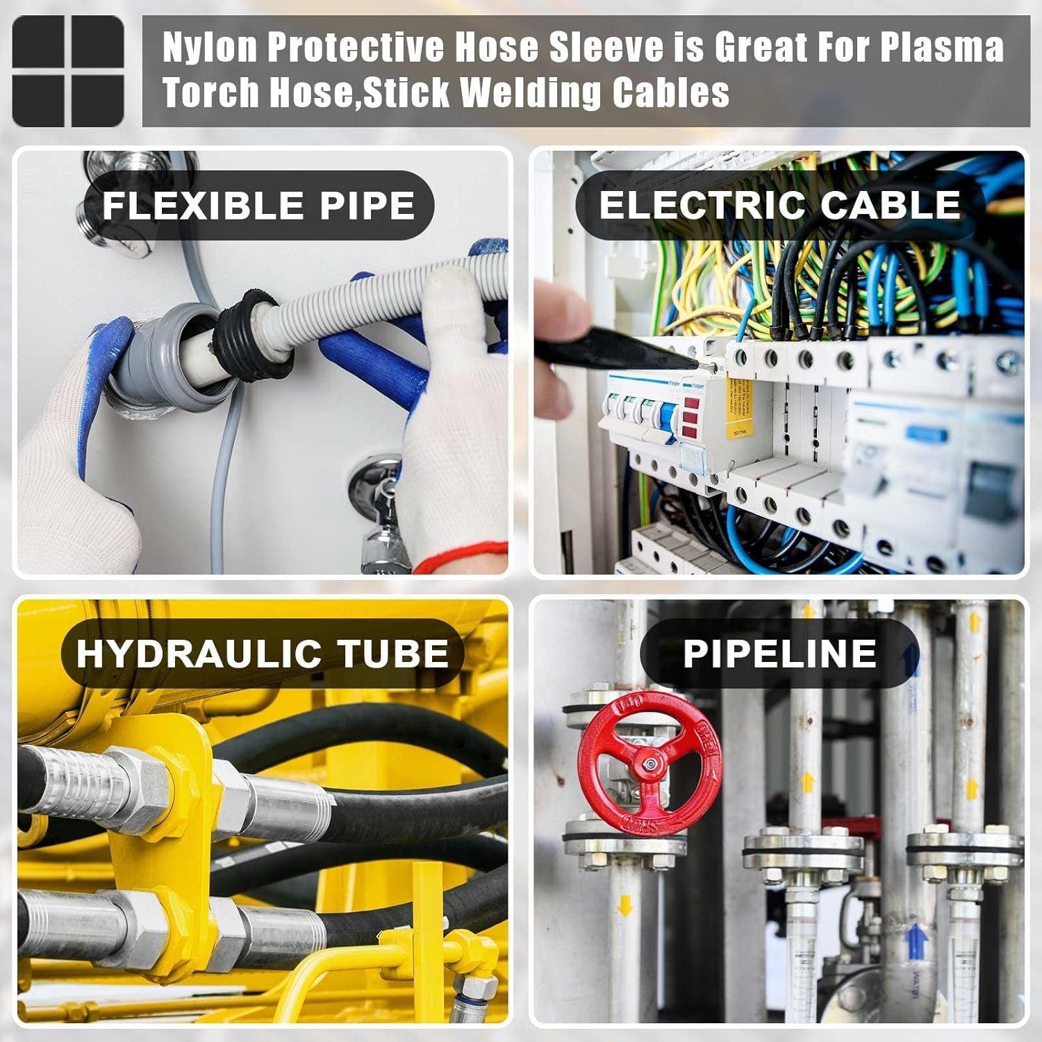 26 Ft Nylon Hydraulic Hose Protector Sleeve Tig Torch Cable Cover Black Protective Cover Hose Sheath Hydraulic Wrap Cutting Wire Sheath Sleeve Management Wrap for Cord Tig(1 Inch Id)