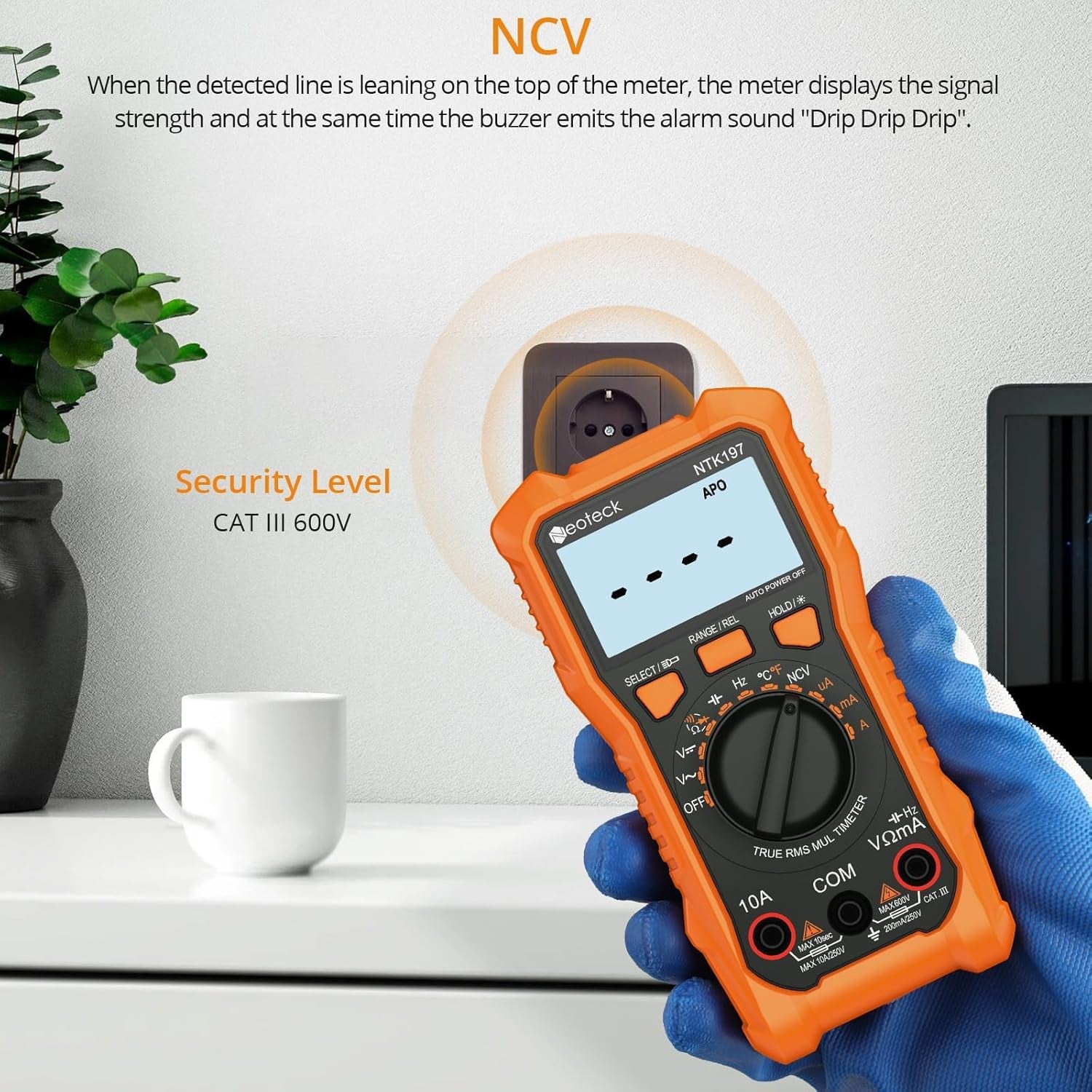 2000 Counts Digital Multimeter Voltmeter Tester with NCV, LCD for AC/DC Voltage&Current, Resistance, Capacitance, Live Wire, Frequency, Temperature, Duty Cycle, Continuity, Diode Measuring