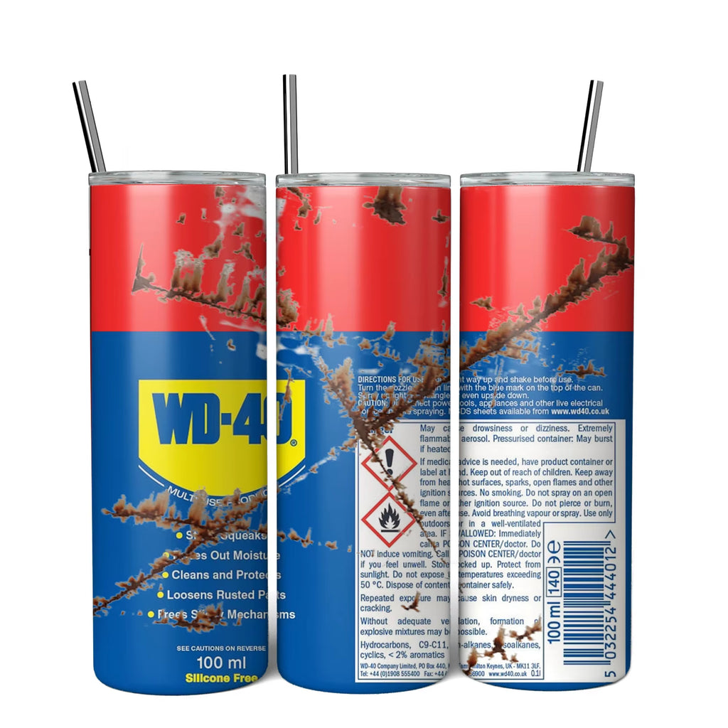 20Oz WD40 Mechanic Oil Stainless Steel Vacuum Double Wall Insulated Tumbler with Lid Cold Hot Drink Coffee Mug Engineer Gifts