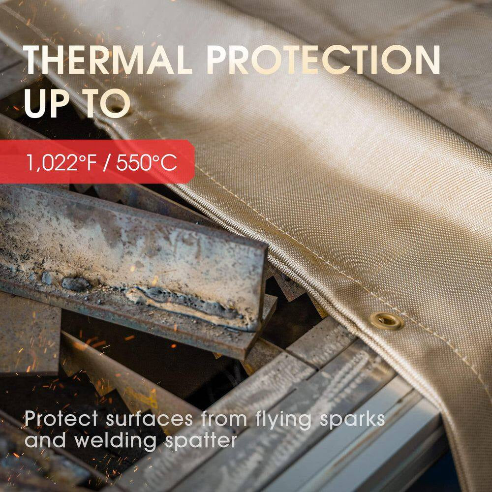 Fiberglass Welding Blanket Insulation Mat Fire Blanket 6 X 8 Ft. 8Mm Thick Thermal Resistant with Grommets