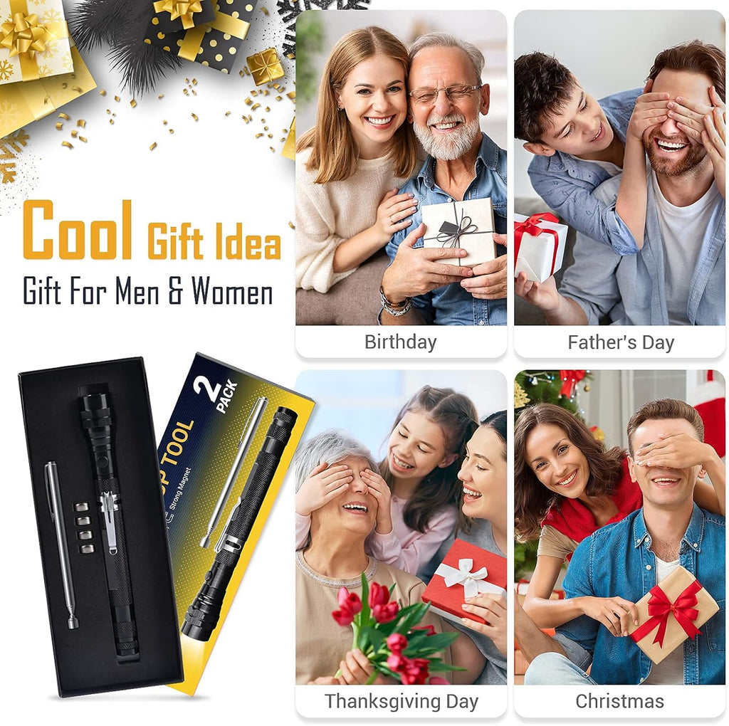 LED Telescoping Magnet Pickup Tool Set with Lights: Unique Men Gifts Christmas Gift Stocking Stuffers Birthday Gadgets for Mechanic Handyman Father Husband Boyfriend Her Car Garage